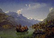 Adolph Tiedeman Brudfarden i Hardanger oil on canvas